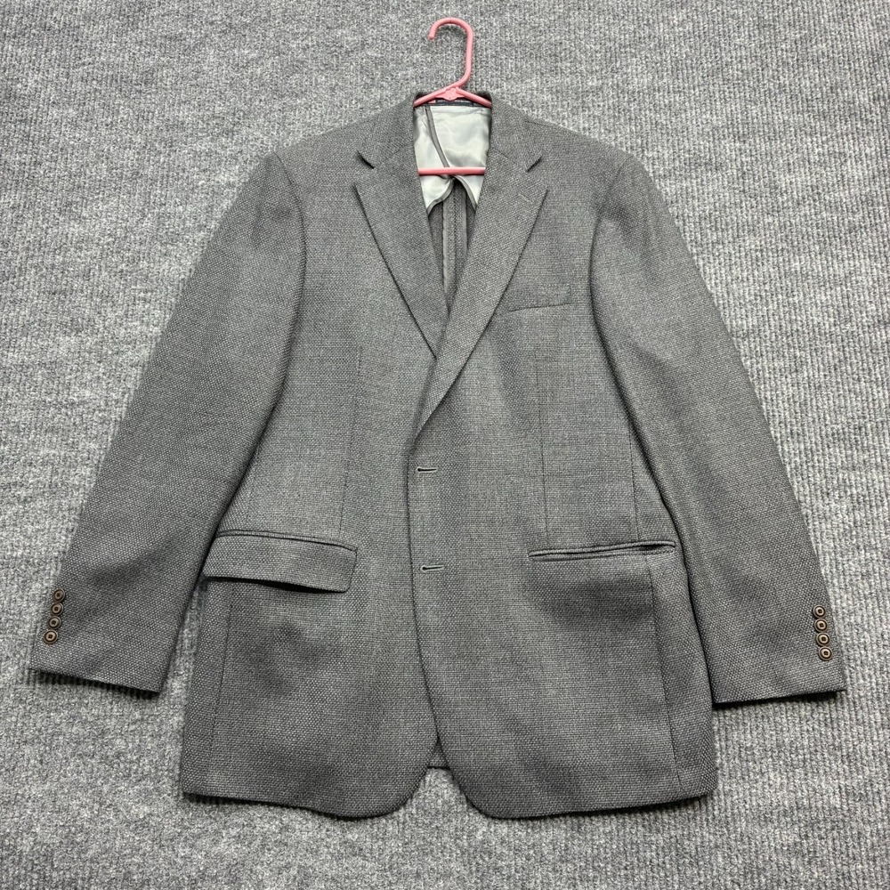 Hart Schaffner Marx Mens 44L Gray Nailhead Blazer Sport Coat Made USA 2 Button